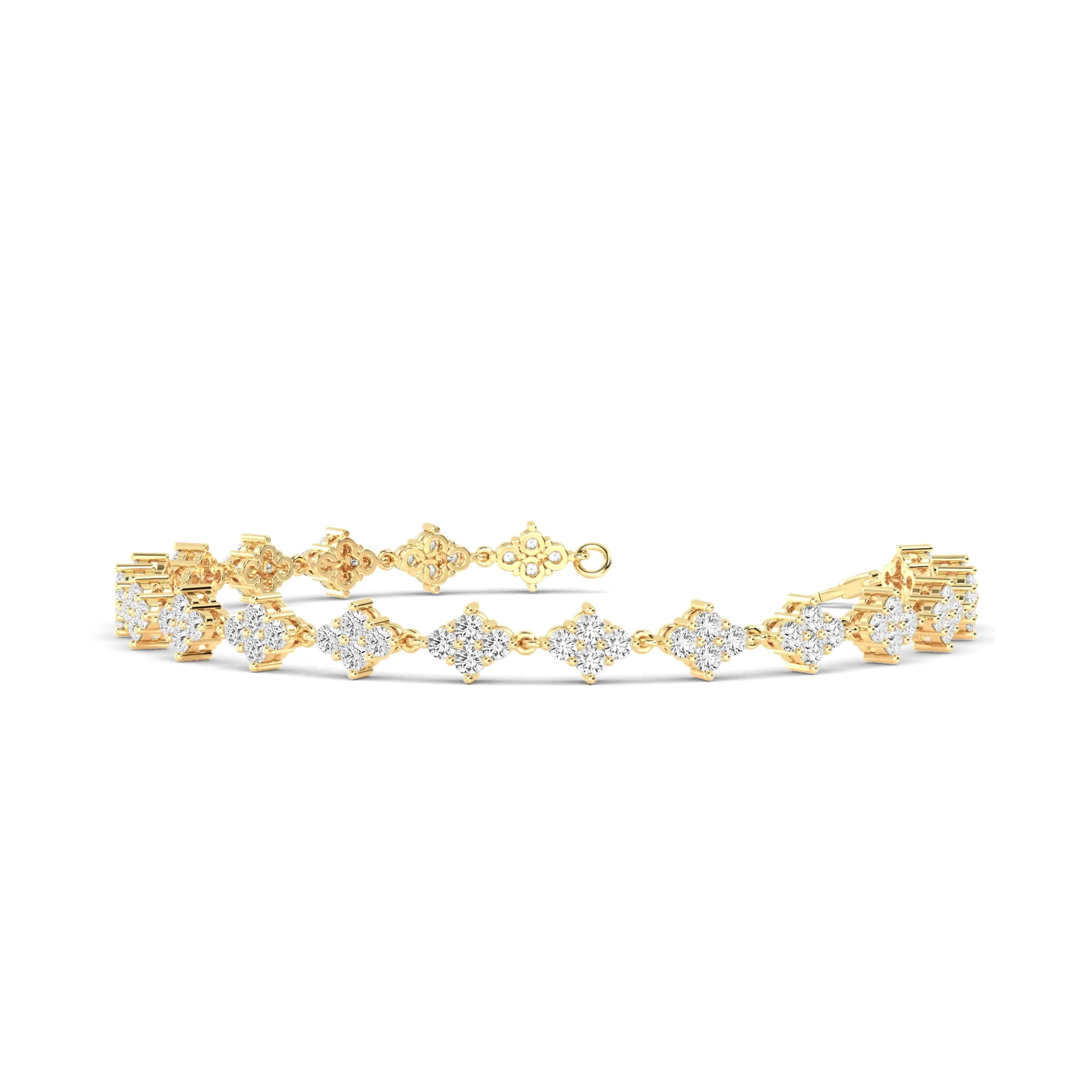 Elegant Diamond Cluster Gold Bracelet