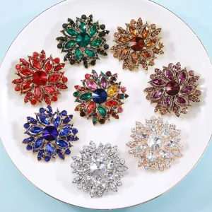 Ethnic Style Shiny Pin Flower Alloy Inlay Crystal Glass Women'S Brooches