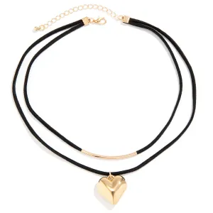 European and American Double-Layered U-Shaped Heart Pendant Necklace for Stylish Women