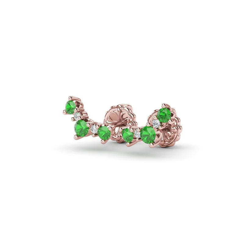 Fana Five Stone Emerald and Diamond Climber Earrings