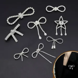 French Style Shiny Pin Bow Knot Rhinestone Inlay Rhinestones Unisex Brooches