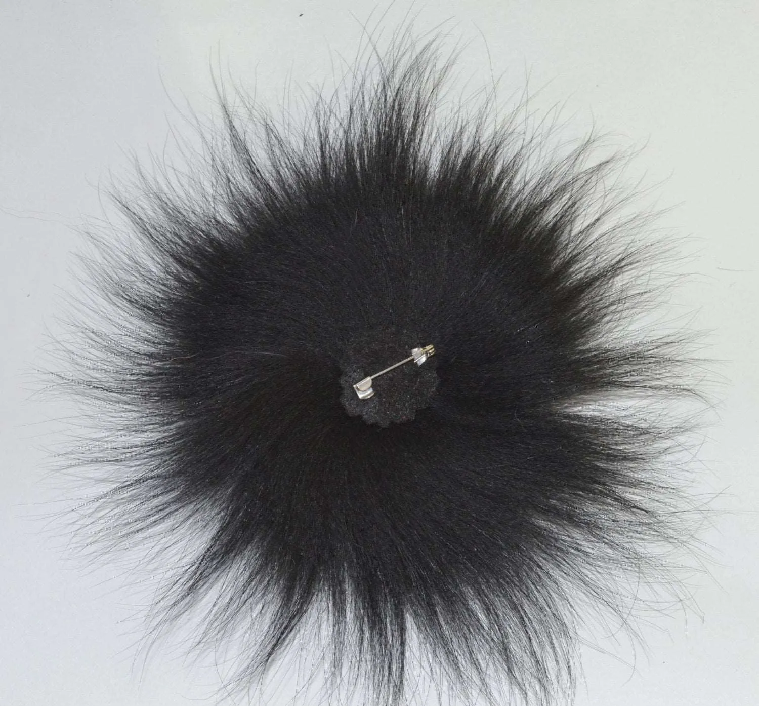 FUR BROOCH! Fox Fur, Real Fur, Rosette, Brooch for Hat, Flower Brooch, Pin, Hat, Coat, Scarf, Shawl, hat accessories, black, black brooch