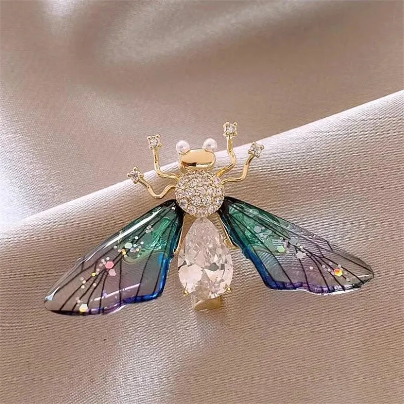 Glam Shiny Pin Butterfly Alloy Plating Inlay Artificial Pearls Rhinestones Unisex Brooches