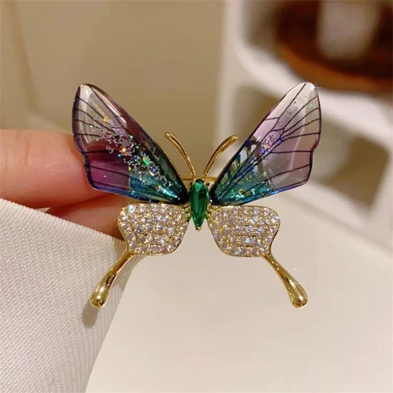 Glam Shiny Pin Butterfly Alloy Plating Inlay Artificial Pearls Rhinestones Unisex Brooches