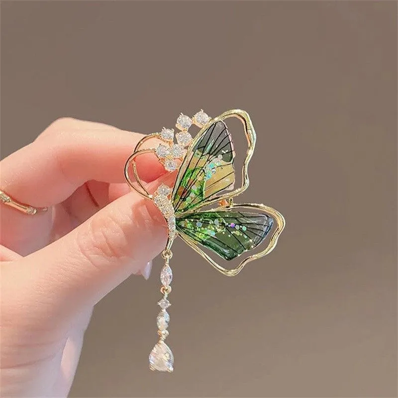 Glam Shiny Pin Butterfly Alloy Plating Inlay Artificial Pearls Rhinestones Unisex Brooches