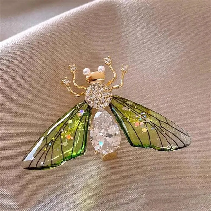 Glam Shiny Pin Butterfly Alloy Plating Inlay Artificial Pearls Rhinestones Unisex Brooches