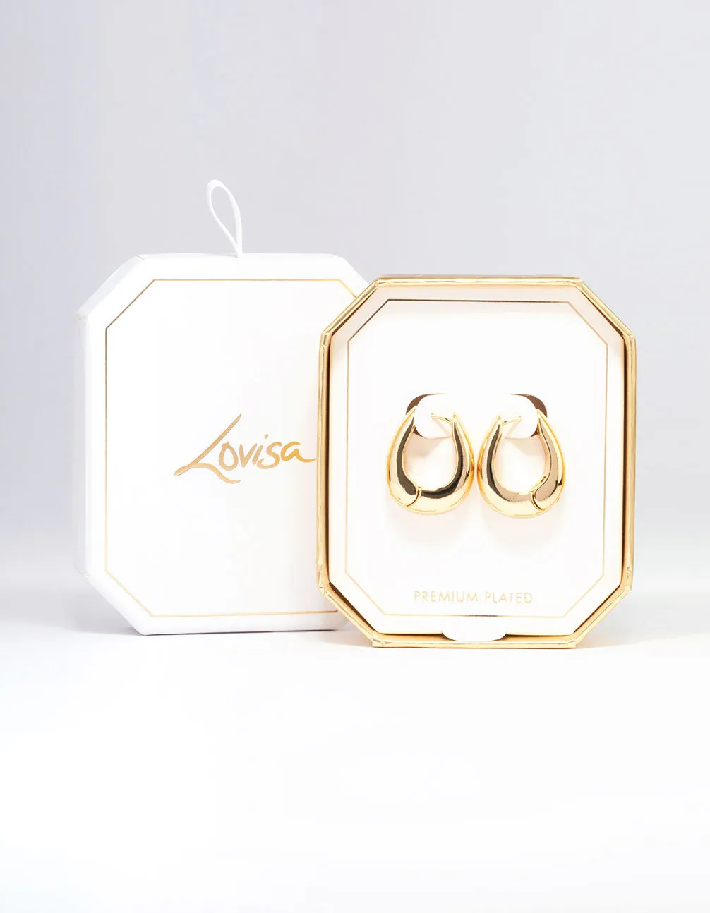 Gold Plated Large Bold Oval Hoop Earrings