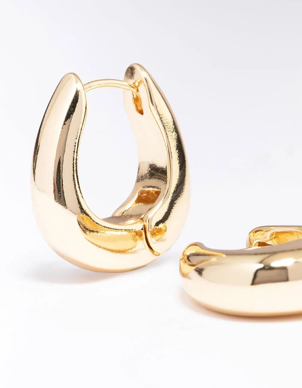 Gold Plated Large Bold Oval Hoop Earrings