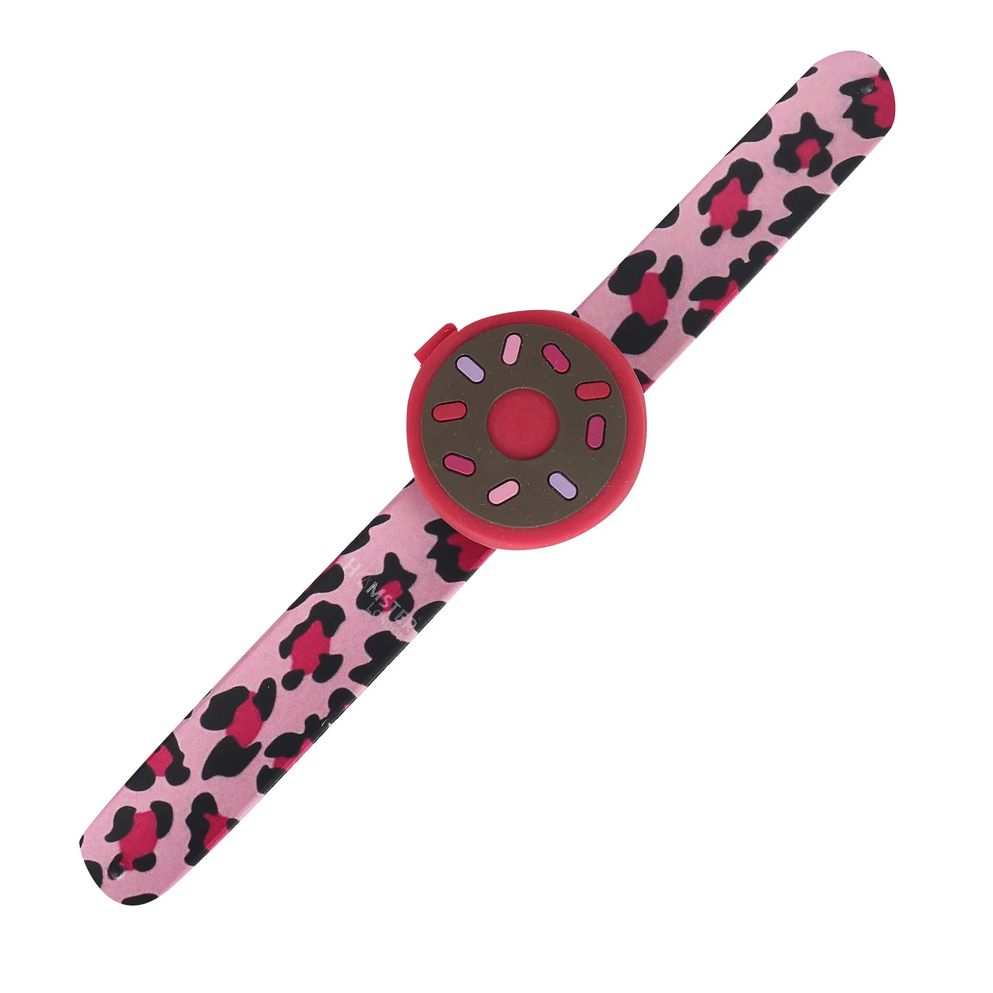 Hamster London Printed Slap Band Flip Wrist Watch Donut Pink