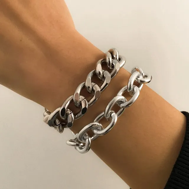 Hip Hop Thick Link Chain Bracelet Women's CCB Material