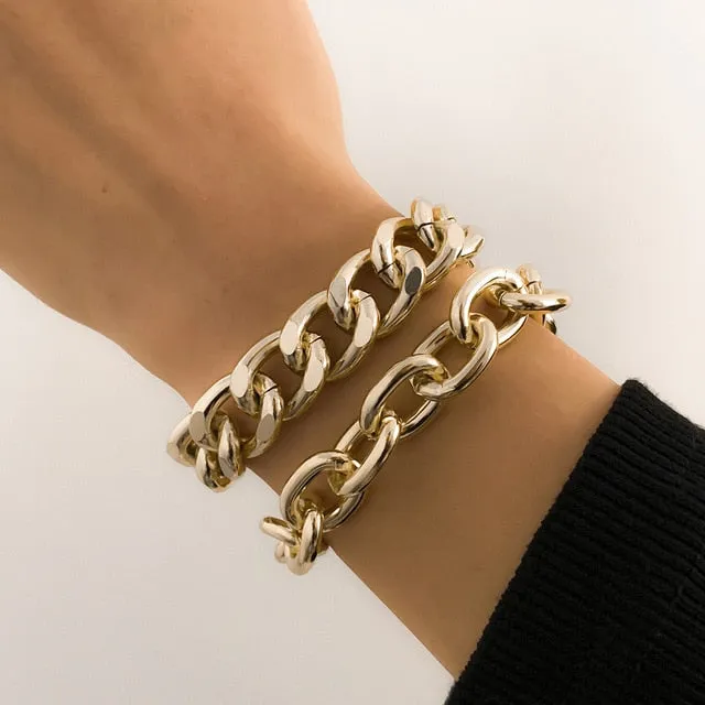 Hip Hop Thick Link Chain Bracelet Women's CCB Material