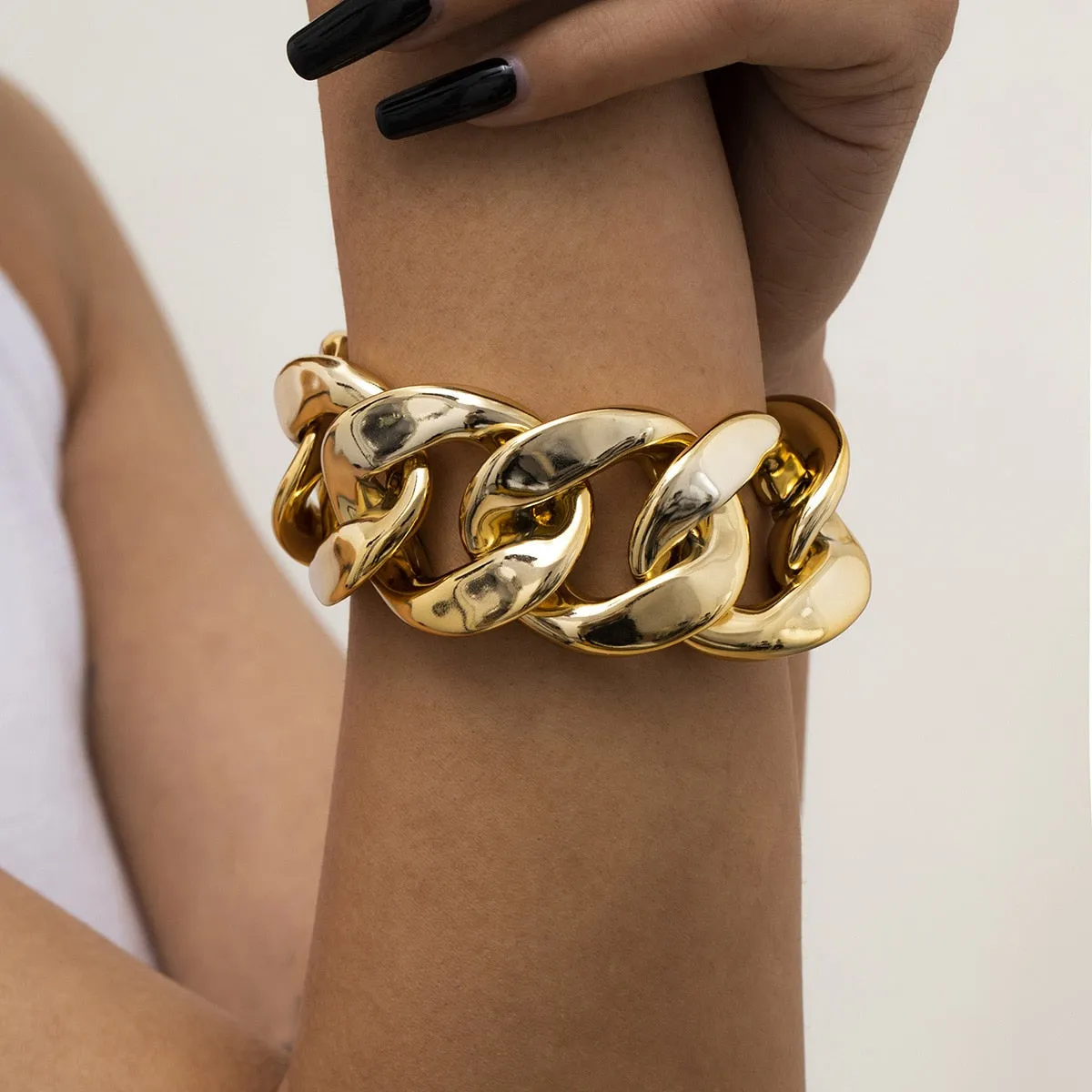 Hip Hop Thick Link Chain Bracelet Women's CCB Material