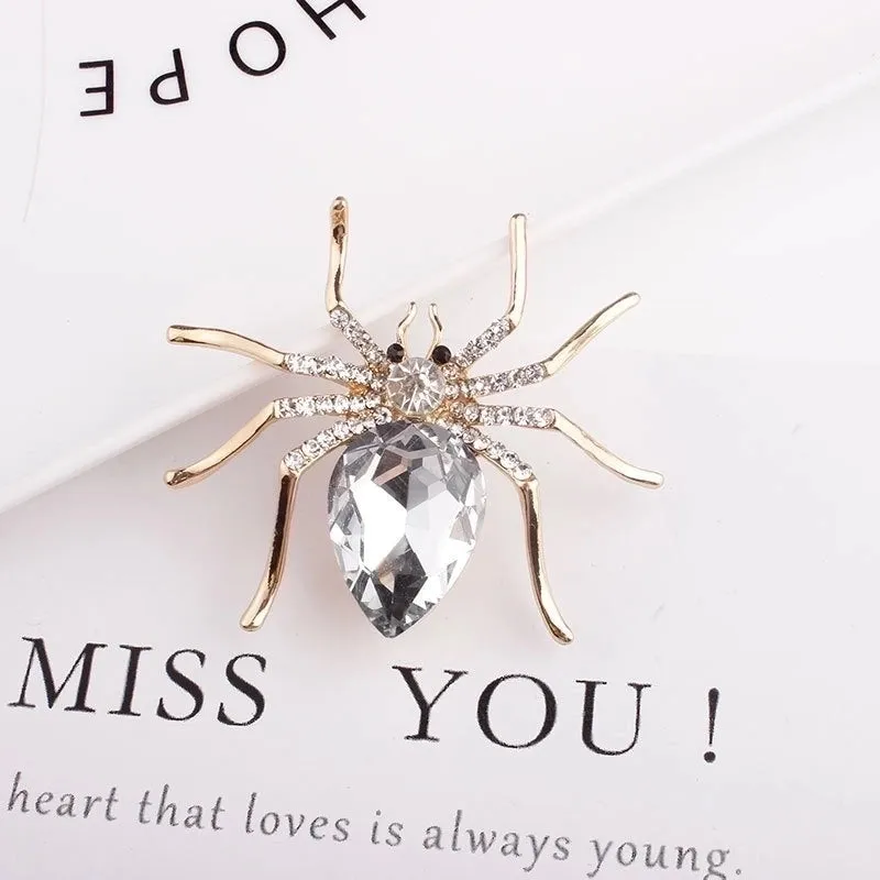 IG Style Shiny Pin Spider Alloy Plating Inlay Zircon Women's Brooches