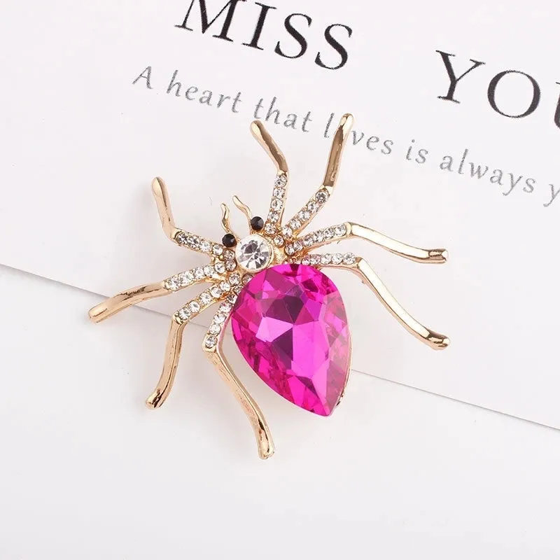 IG Style Shiny Pin Spider Alloy Plating Inlay Zircon Women's Brooches