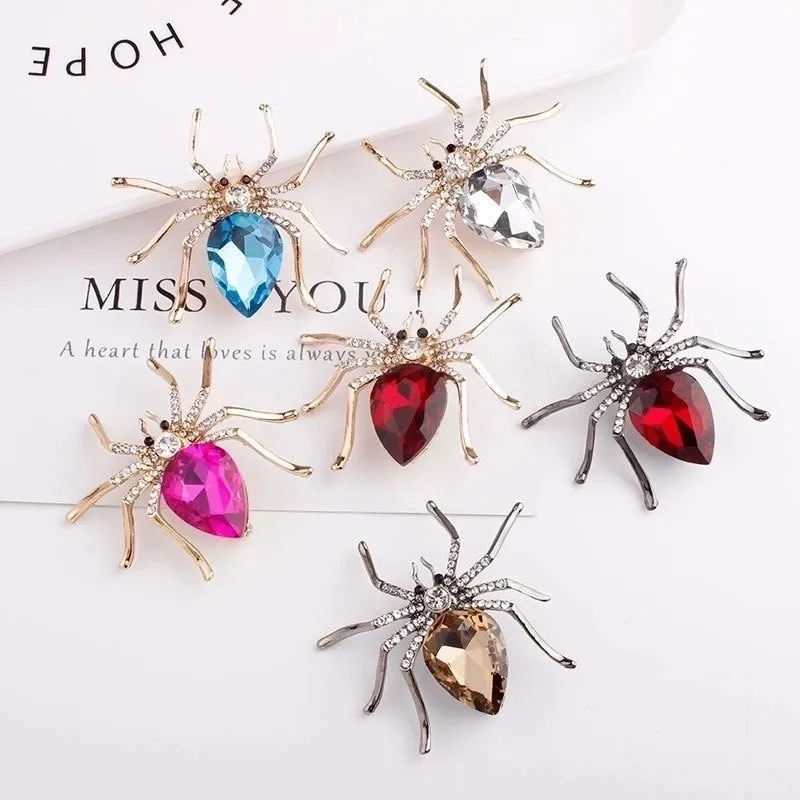 IG Style Shiny Pin Spider Alloy Plating Inlay Zircon Women's Brooches