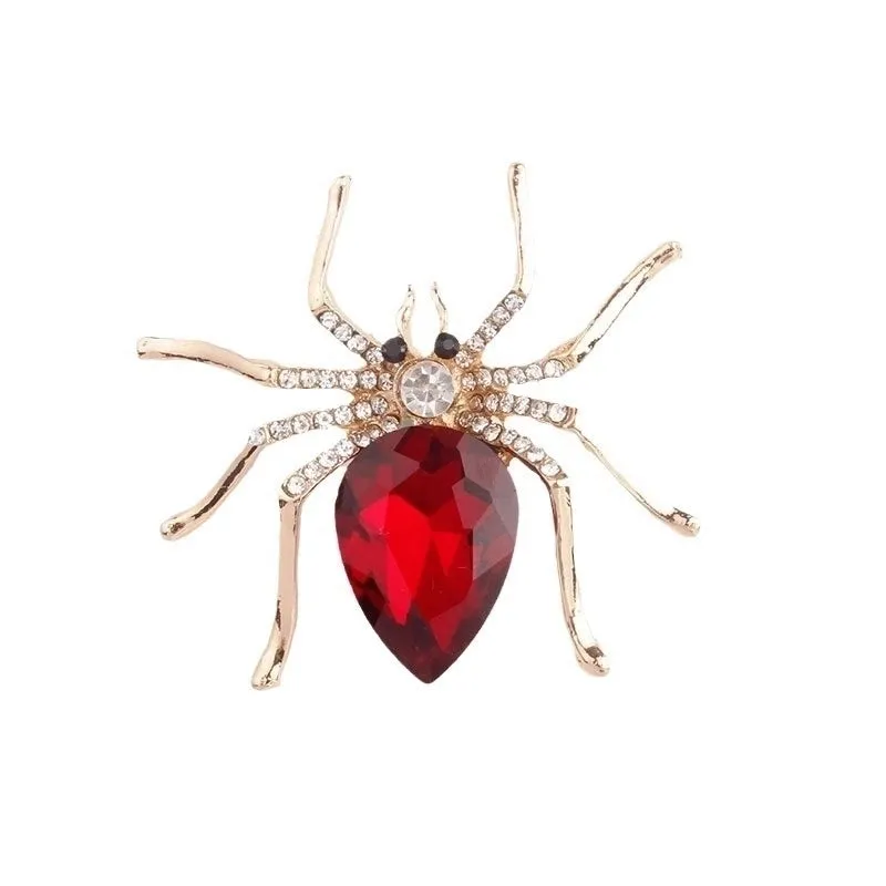 IG Style Shiny Pin Spider Alloy Plating Inlay Zircon Women's Brooches