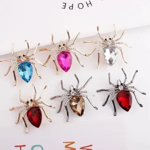 IG Style Shiny Pin Spider Alloy Plating Inlay Zircon Women's Brooches