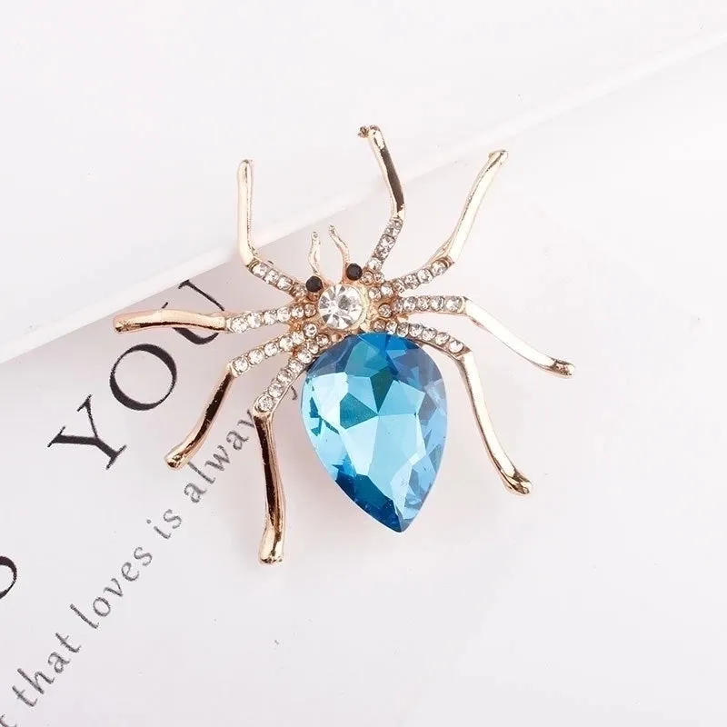 IG Style Shiny Pin Spider Alloy Plating Inlay Zircon Women's Brooches