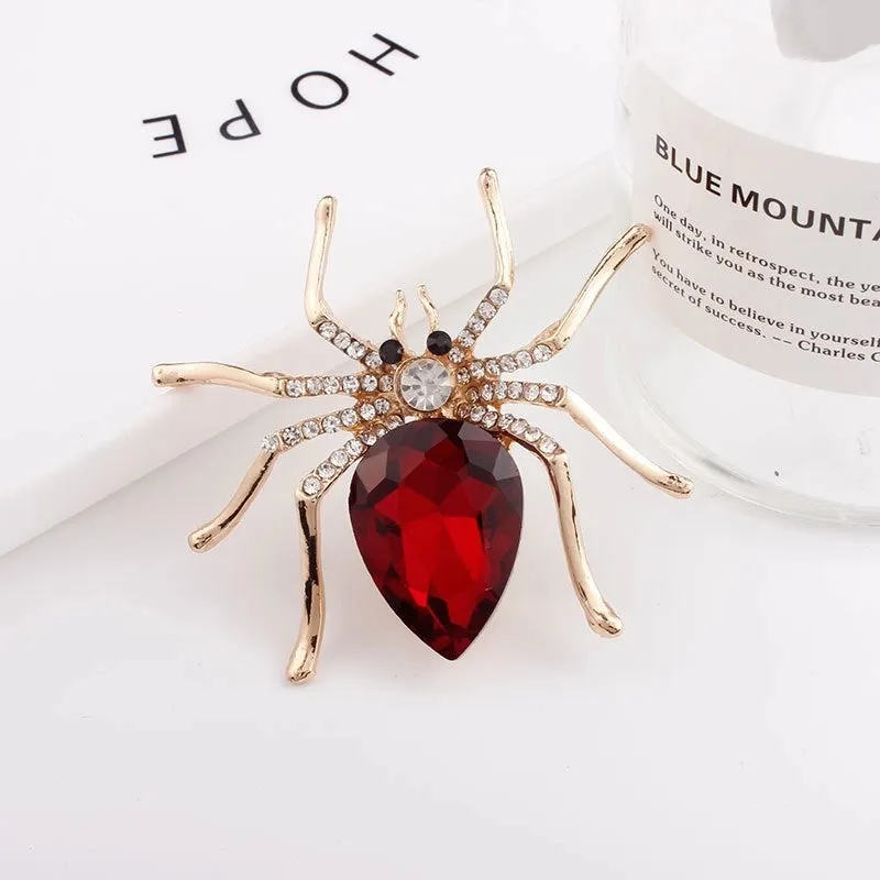 IG Style Shiny Pin Spider Alloy Plating Inlay Zircon Women's Brooches