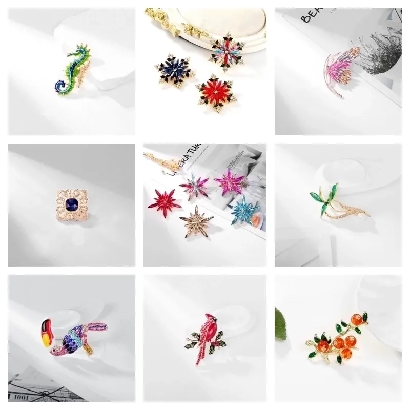 Ins Style Shiny Animal Butterfly Snowflake Alloy Inlay Acrylic Rhinestones Unisex Brooches