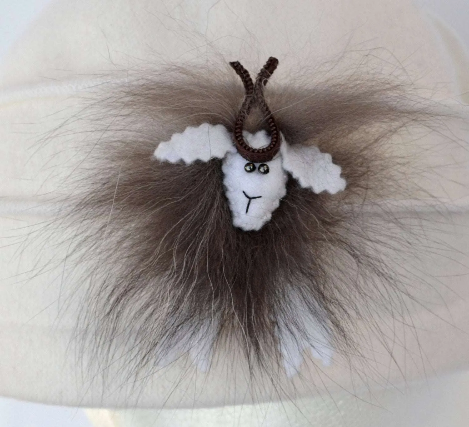 KIDS BROOCH! Sheep Brooch,  Real Fur Brooch, pin for hat, coat, dress, blanket, hair accessories, fox fur brooch, children , baby, animal