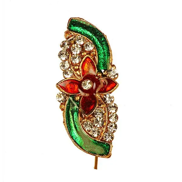 Kriaa Meenakari  Austrian Stone Stone Maroon & Green Saree Pin Brooch