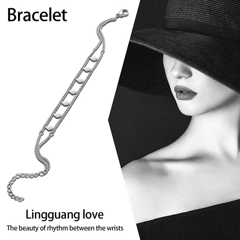 Layered Link Bracelets for Women Stainless Steel