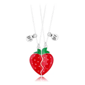 Magnetic Strawberry Hearts Bff Necklaces Set for Best Friends