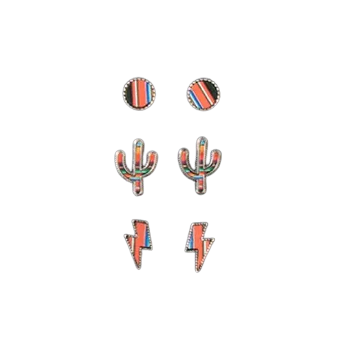 M&F Silver Strike Serape Set Of 3 Earrings