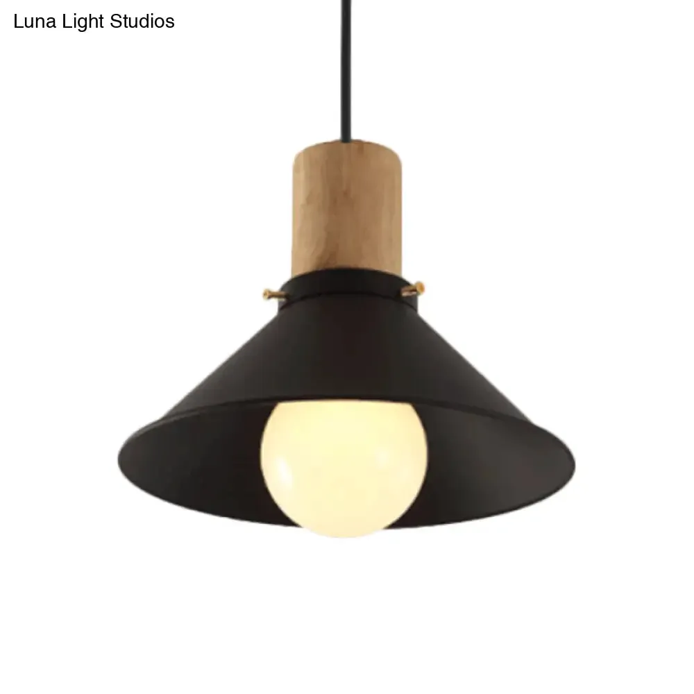 Metallic Black Pendant Lamp with Cone/Saucer Shade and Contemporary Design for Living Room