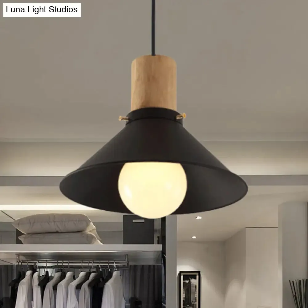 Metallic Black Pendant Lamp with Cone/Saucer Shade and Contemporary Design for Living Room