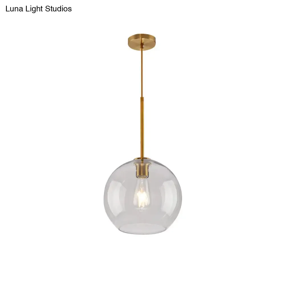 Modern Global Pendant Light with Clear/Amber Glass and Gold Finish, Available in 3 Sizes