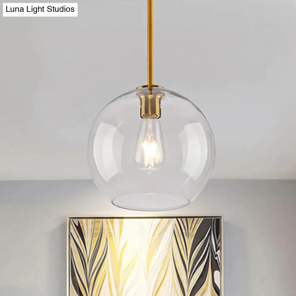 Modern Global Pendant Light with Clear/Amber Glass and Gold Finish, Available in 3 Sizes