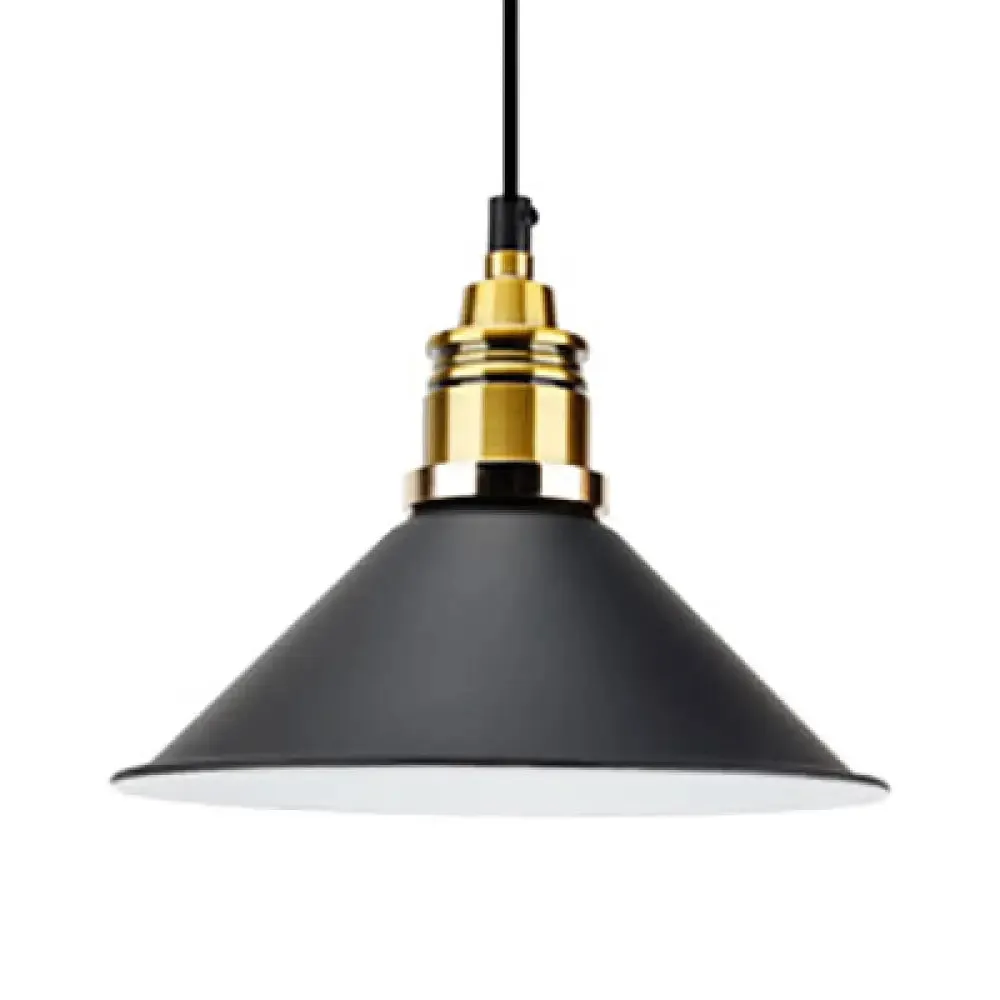 Modern Stylish Conic Pendant Light with Metal Shade - Black/Grey/White - Ideal for Dining Room