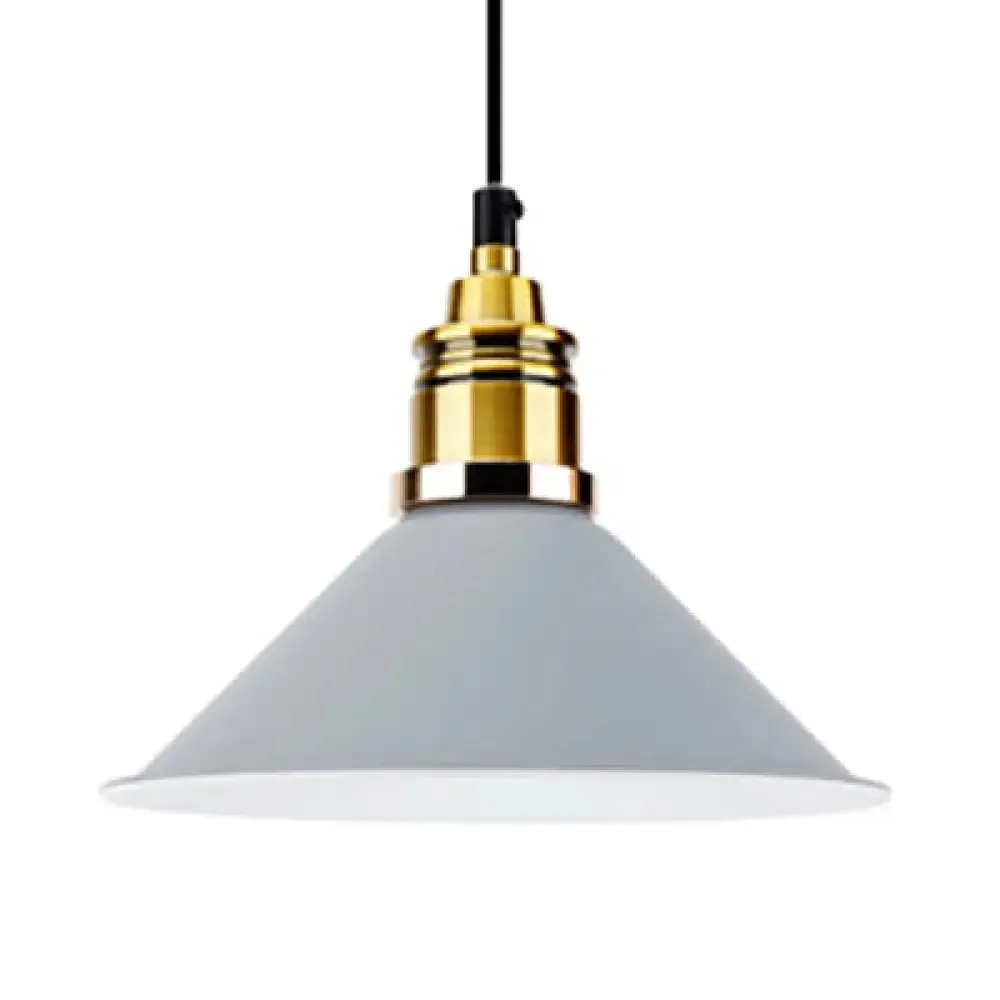 Modern Stylish Conic Pendant Light with Metal Shade - Black/Grey/White - Ideal for Dining Room