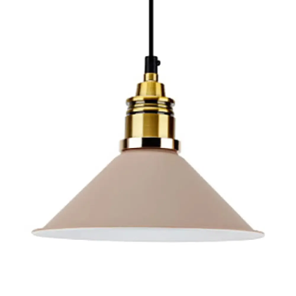 Modern Stylish Conic Pendant Light with Metal Shade - Black/Grey/White - Ideal for Dining Room