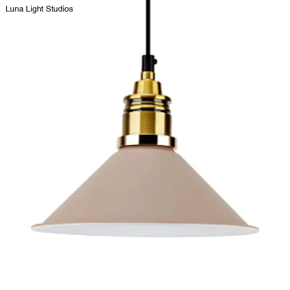 Modern Stylish Conic Pendant Light with Metal Shade - Black/Grey/White - Ideal for Dining Room