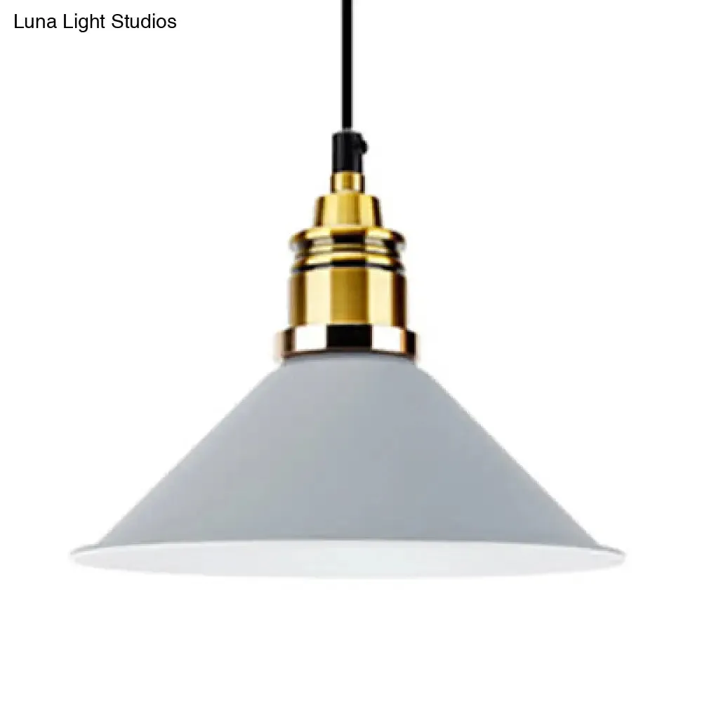 Modern Stylish Conic Pendant Light with Metal Shade - Black/Grey/White - Ideal for Dining Room