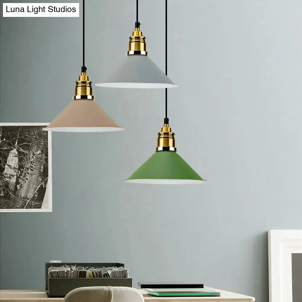 Modern Stylish Conic Pendant Light with Metal Shade - Black/Grey/White - Ideal for Dining Room