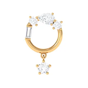 Natural Diamond Circle Drop Earring with Flat Back