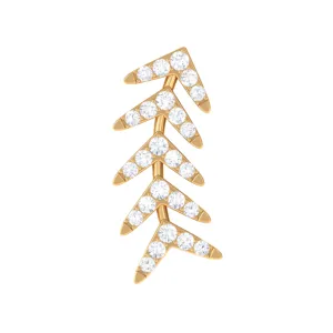 Natural Diamond Leaf Crawler Earring for Helix Piercing