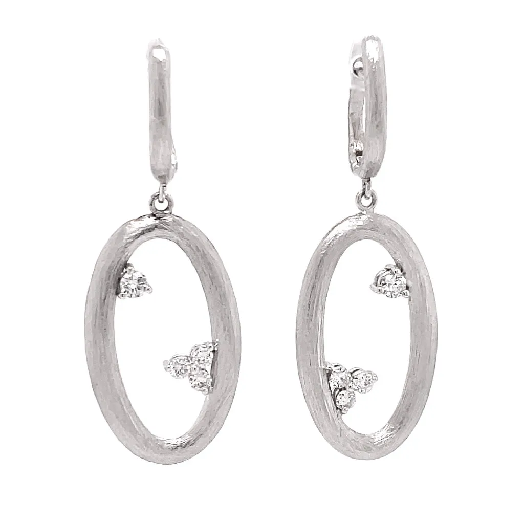 Oval drop earring with diamonds