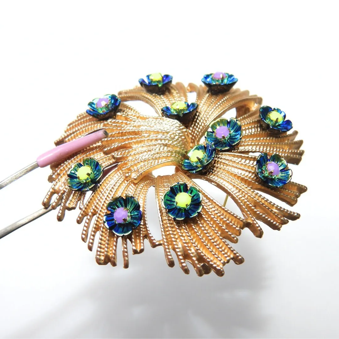 Oversized metal flower brooch