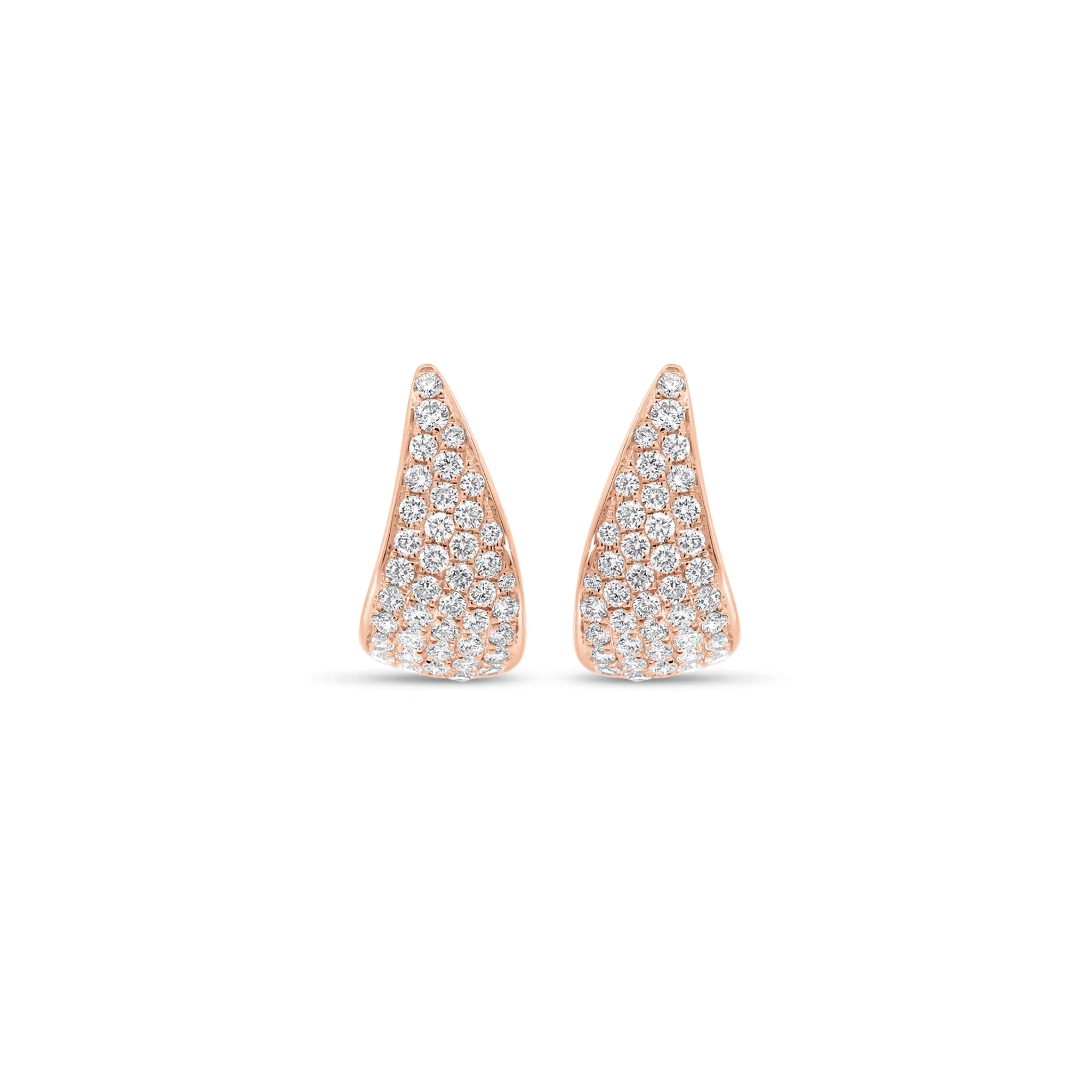 Pave Diamond Fanned Huggie Earrings