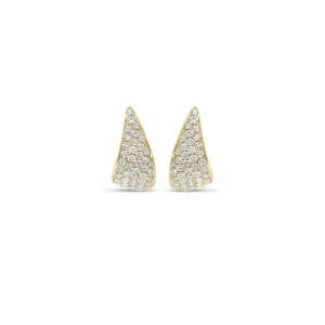 Pave Diamond Fanned Huggie Earrings