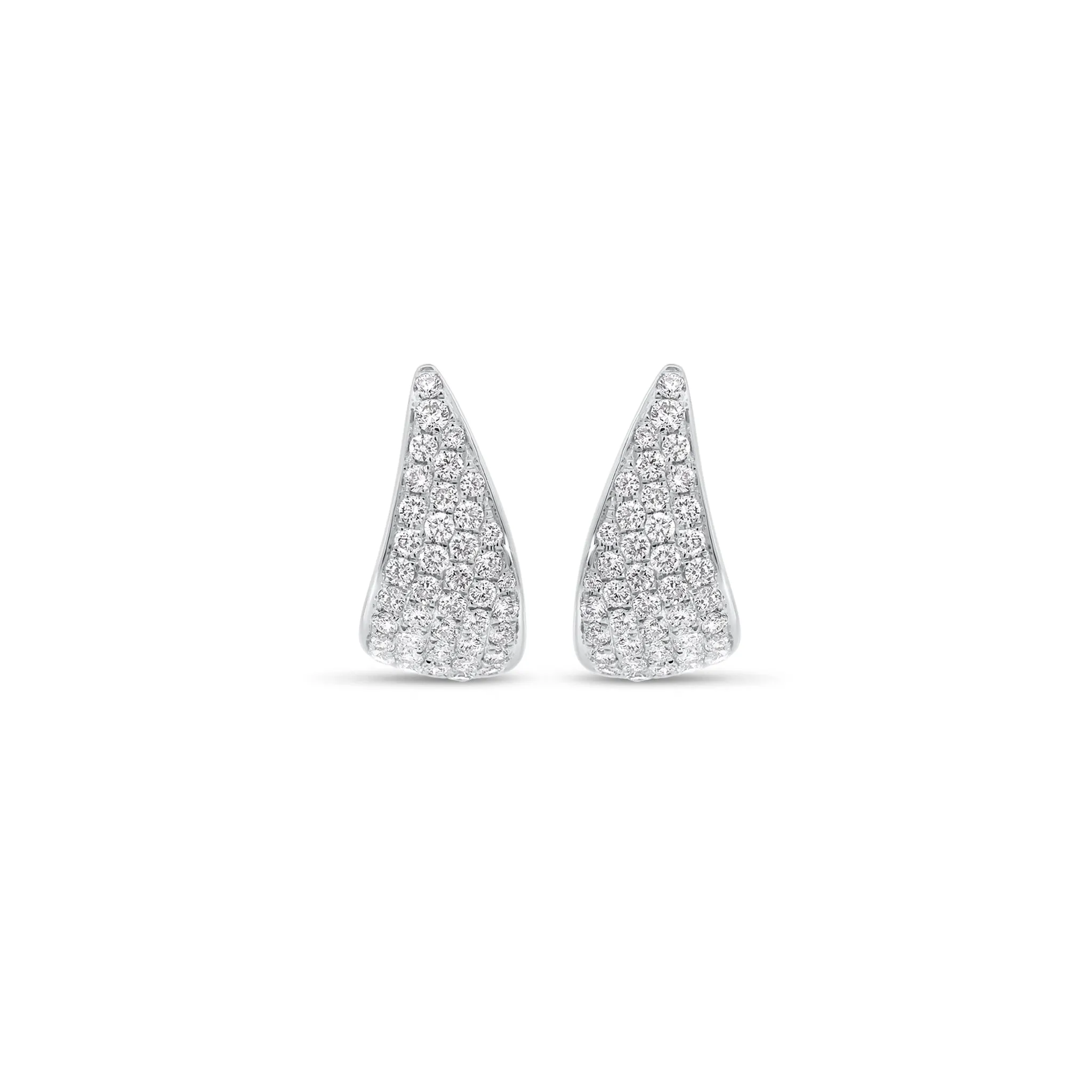 Pave Diamond Fanned Huggie Earrings