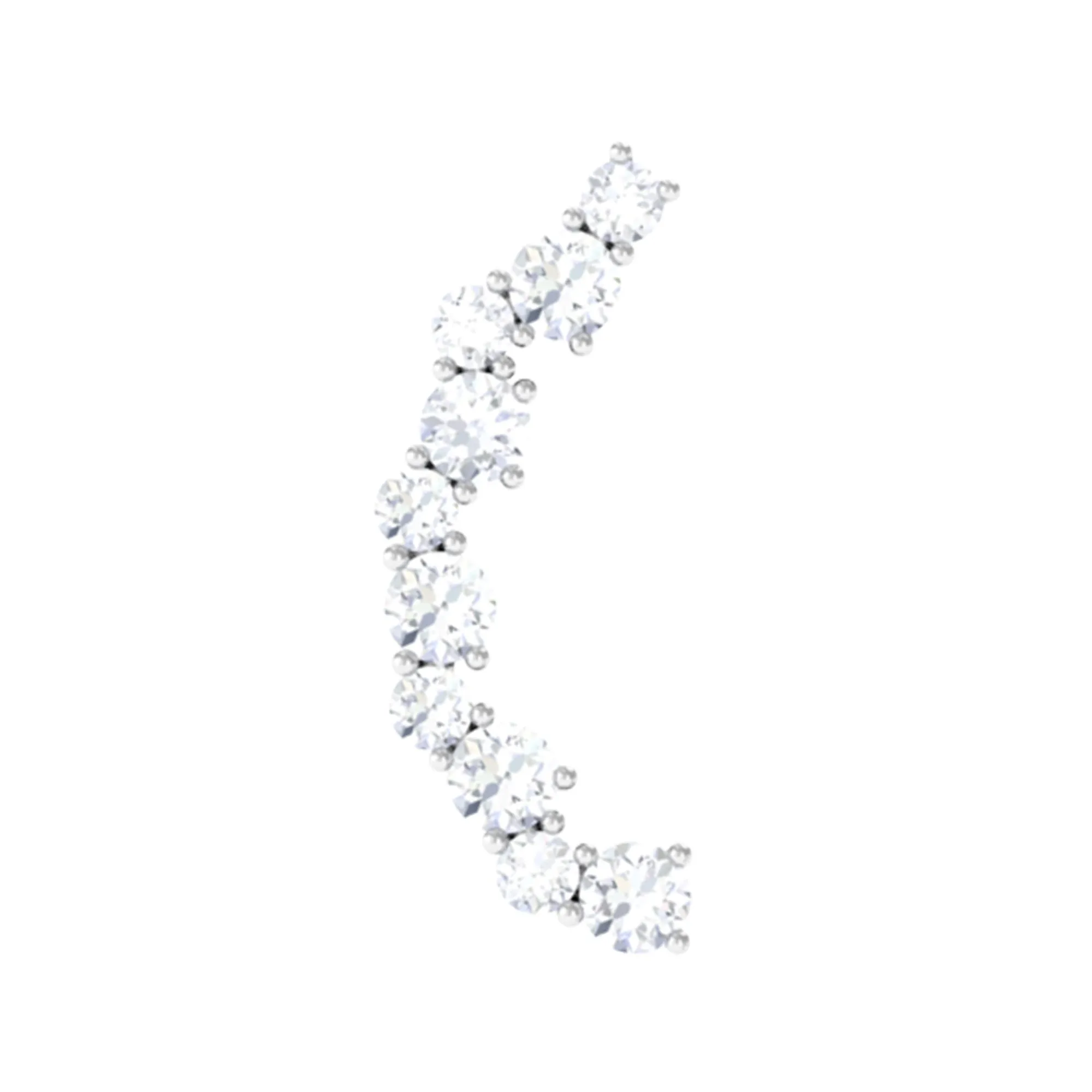 Real Diamond Curved Crawler Earring for Helix Piercing