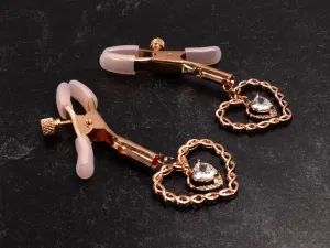 Rose Gold Chained Heart Clip Nipple Clamps