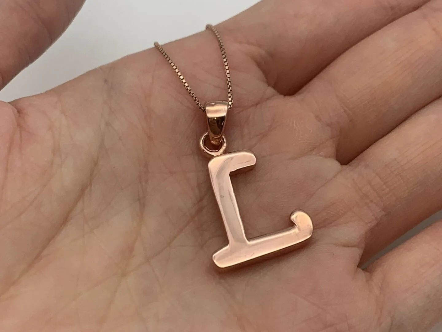 Rose Gold Letter L Pendant - Alphabet Letter Necklace-  Initial L Necklace