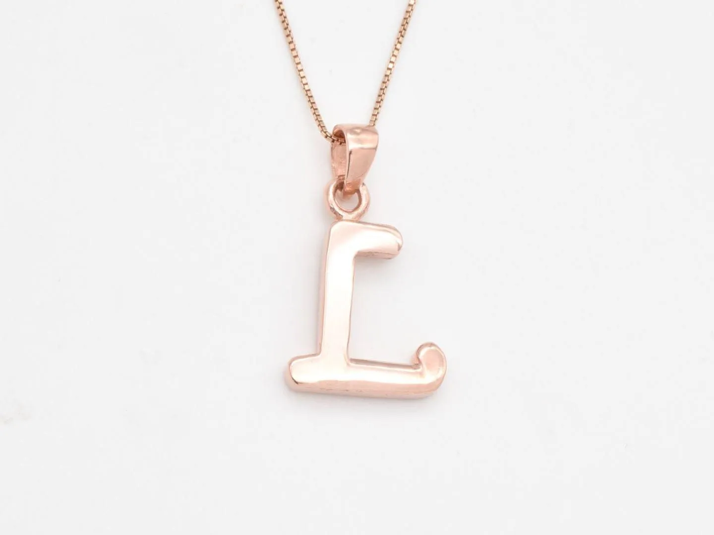 Rose Gold Letter L Pendant - Alphabet Letter Necklace-  Initial L Necklace